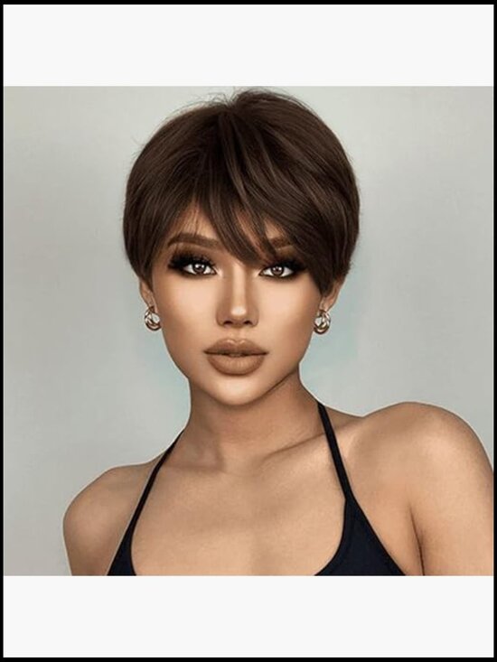 Short Pixie Cut Wigs with Bangs Layered Wavy Hair Synthetic Hair Replacement main image 4